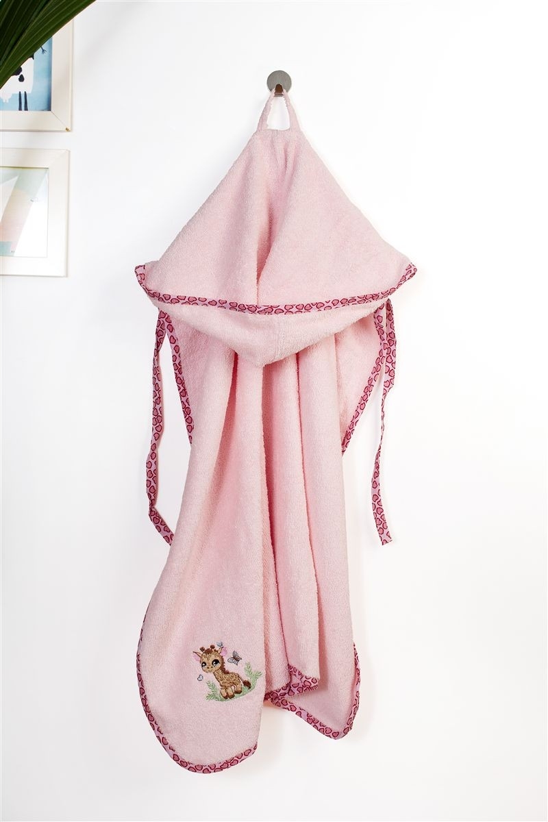 Κάπα Με Κέντημα bebe Giraffe 171 75X85 Pink 100% Cotton