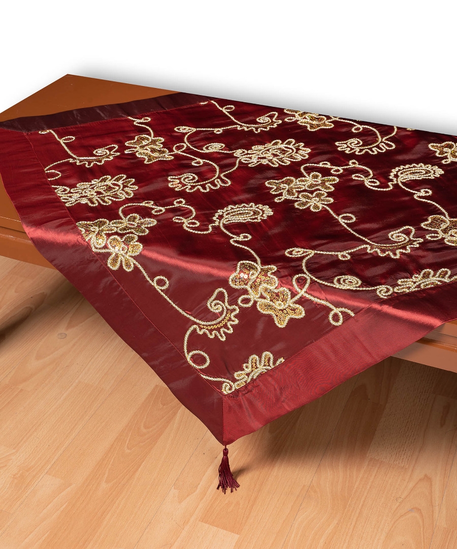 Σατέν τραπεζοκαρέ 7710 (135cm x 135cm) μπορντώ  