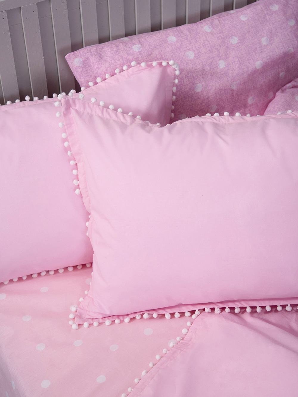 Παπλωματοθήκη Υπέρδιπλη Pon-Pon Lilac 230x240 cm - 100% Βαμβάκι