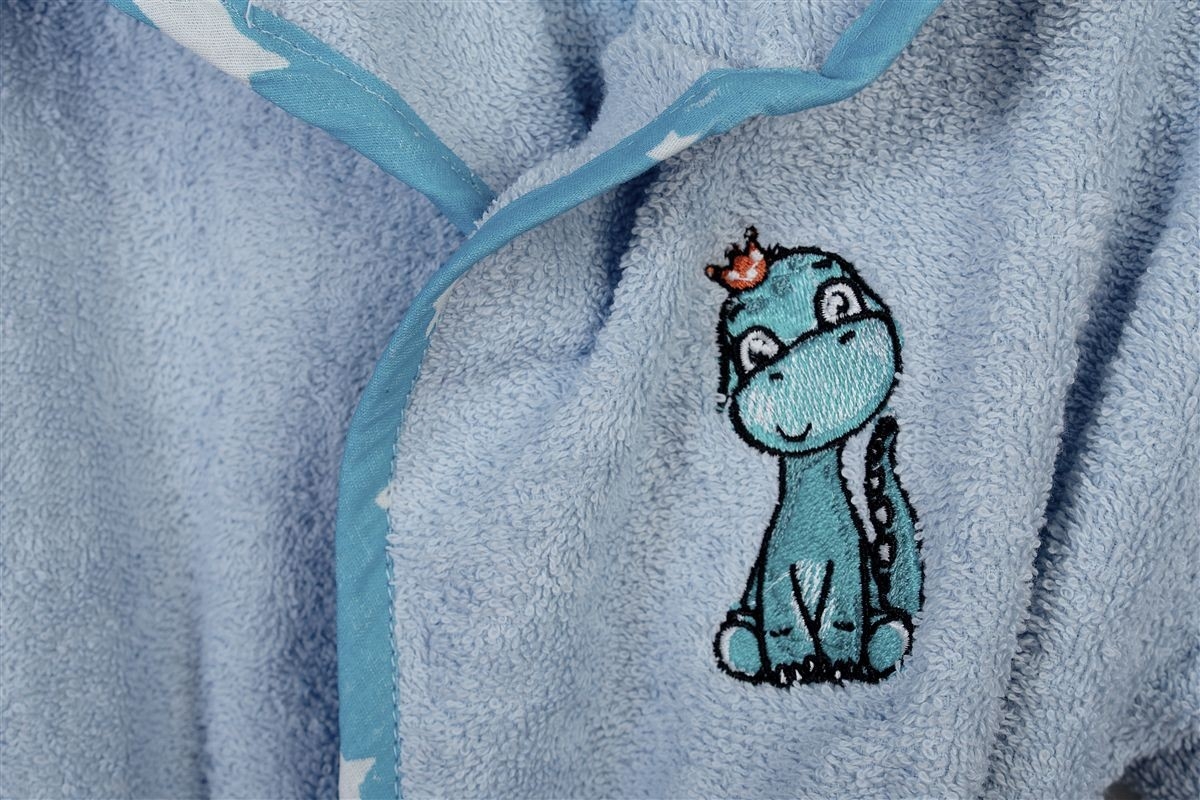 Μπουρνούζι Με Κέντημα kids Dinosaur 179 Size: 02 Sky Blue 100% Cotton