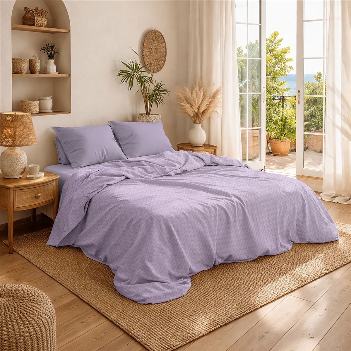 Κουβέρτα Πικέ Μονόχρωμη 325 gr/m² 225x270 Pastel Lilac 100% Cotton