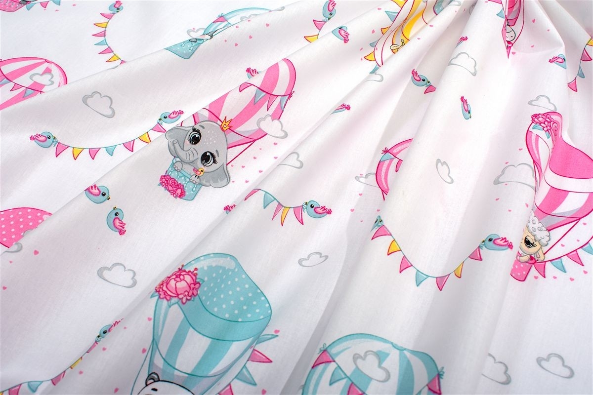 Πάπλωμα Εμπριμέ kids The Floating Zoo 597 160X240 White-Pink 100% Cotton
