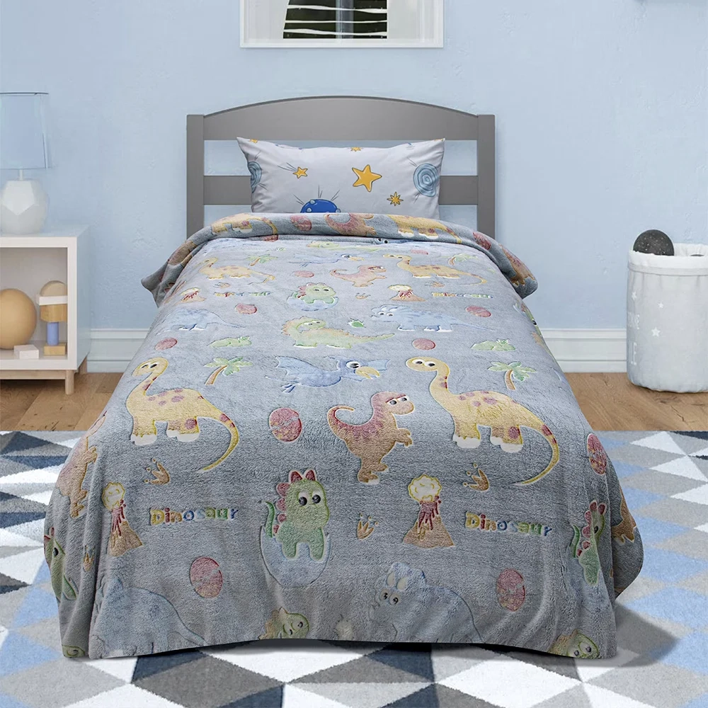 LINO ΚΟΥΒΕΡΤΑ FLEECE ΦΩΣΦΟΡΙΖΕ VOLCANO GREY-CIEL 160X220
