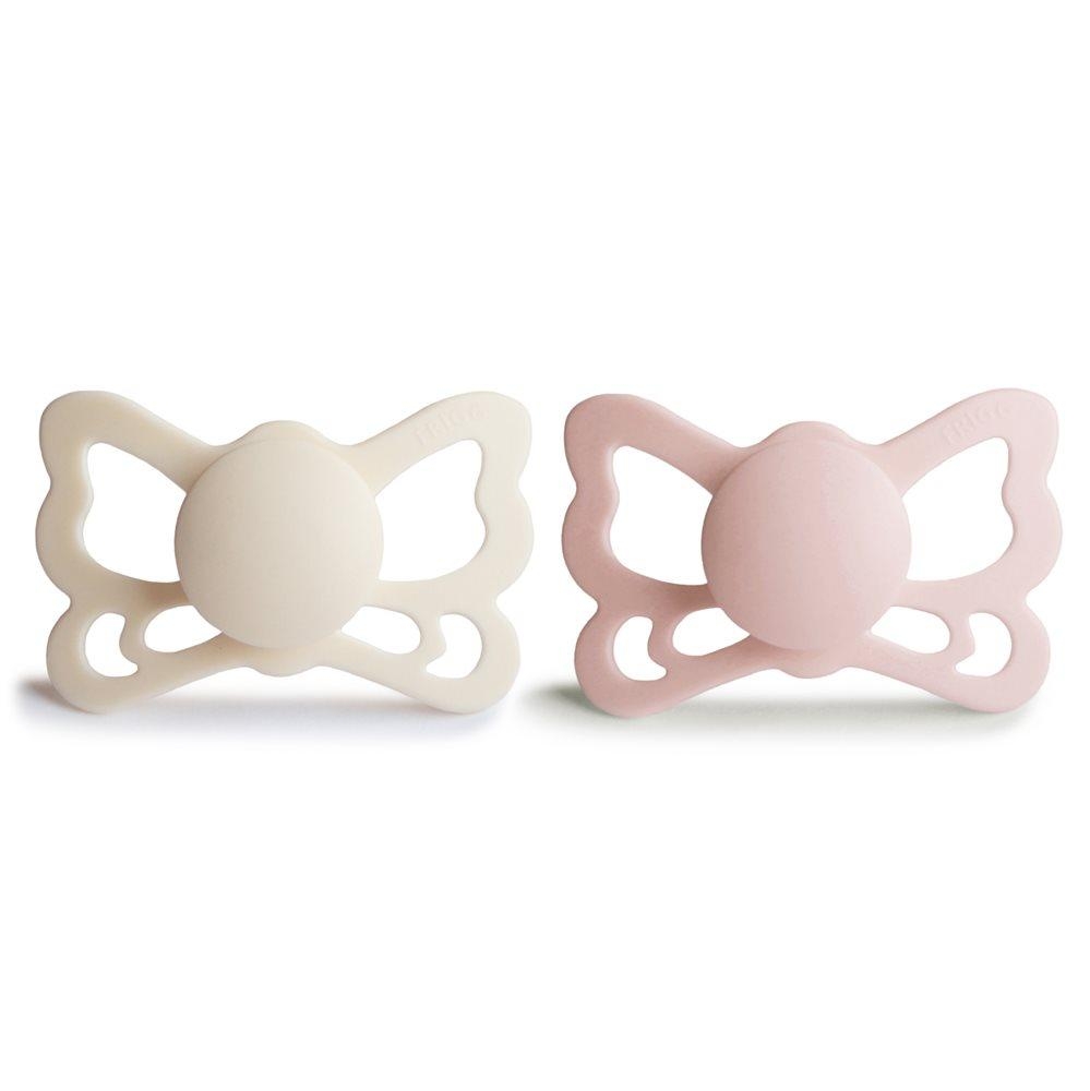 Σετ 2 Ανατομικές Πιπίλες Σιλικόνης FRIGG Butterfly Cream/Blush 6-18 Μηνών