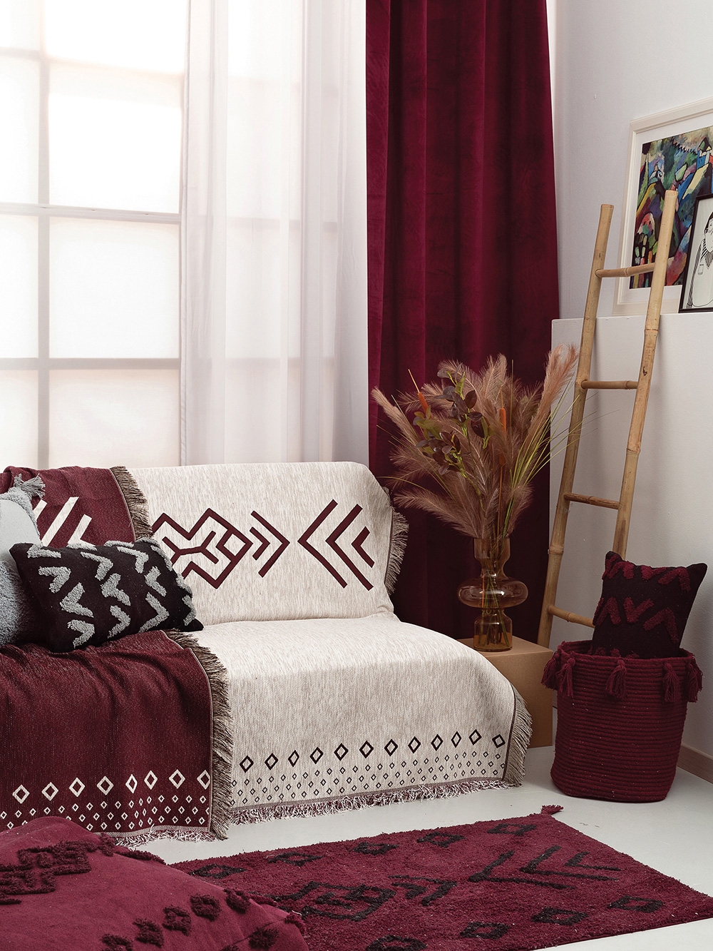 Διακοσμητικό Καλάθι Αποθήκευσης FABIAN Bordeaux 30x40 cm - 100% Βαμβάκι