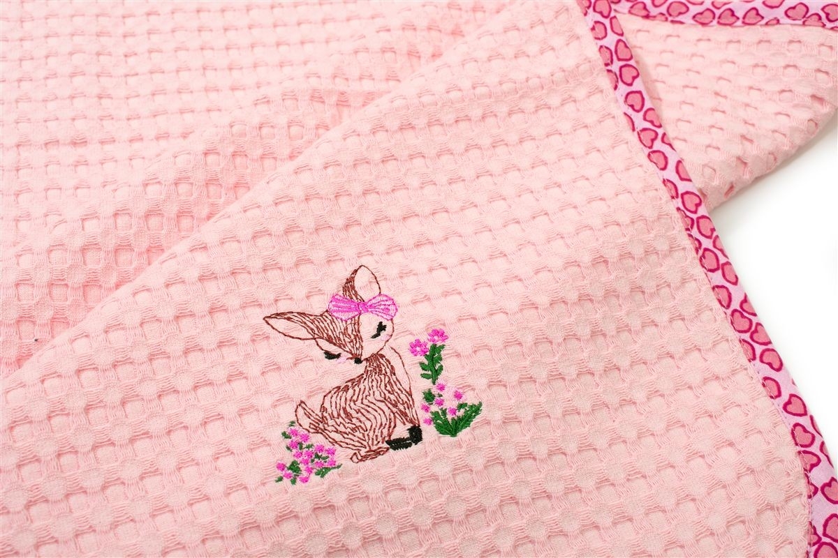 Κουβέρτα Πικέ Με Κέντημα bebe Deer 196 100X160 Pink 100% Cotton
