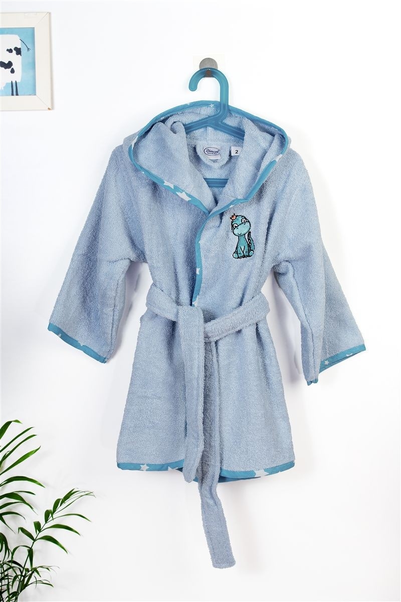 Μπουρνούζι Με Κέντημα kids Dinosaur 179 Size: 04 Sky Blue 100% Cotton