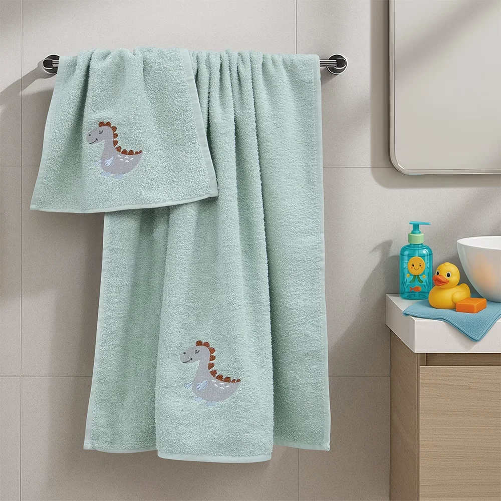 LINO Σετ Πετσέτες 2 Τεμαχίων Κεντητές Lagarto Μέντα