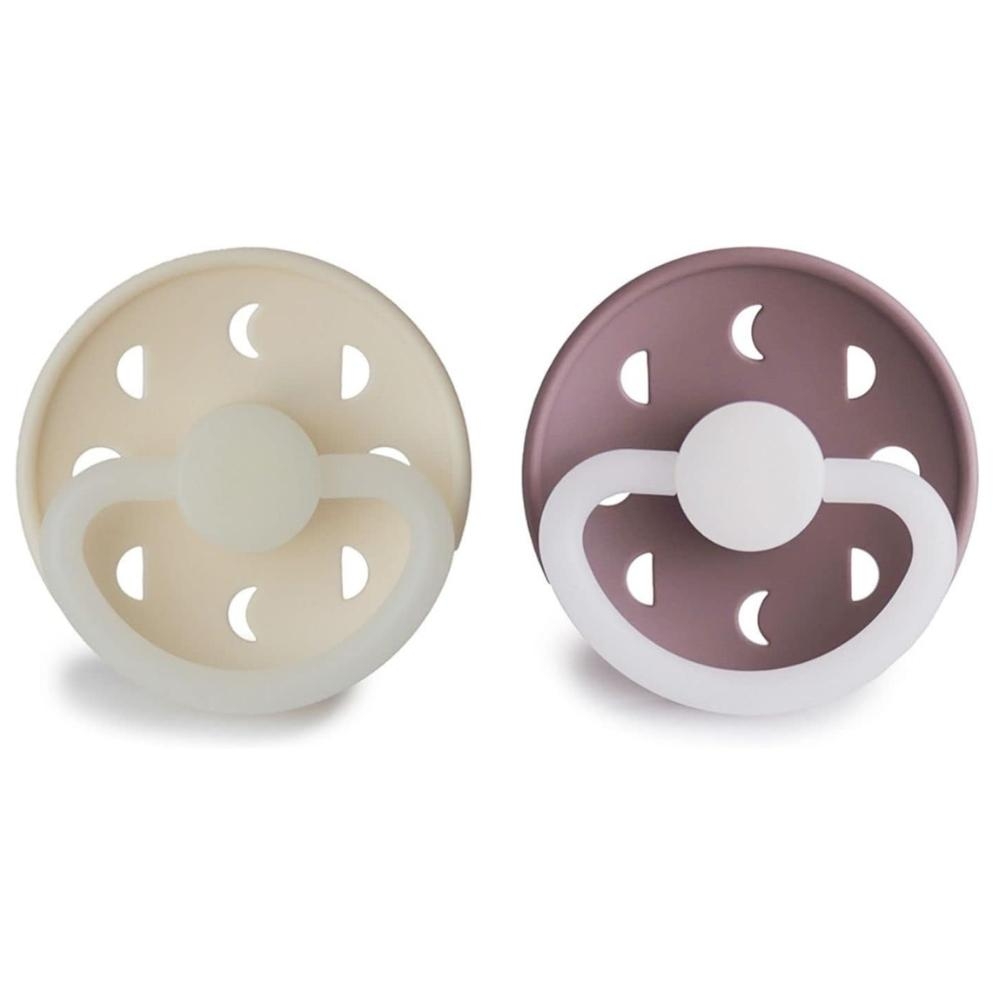 Σετ 2 Πιπίλες Σιλικόνης Νυκτός FRIGG Moon Phase Cream/Twilight Mauve 0-6 Μηνών