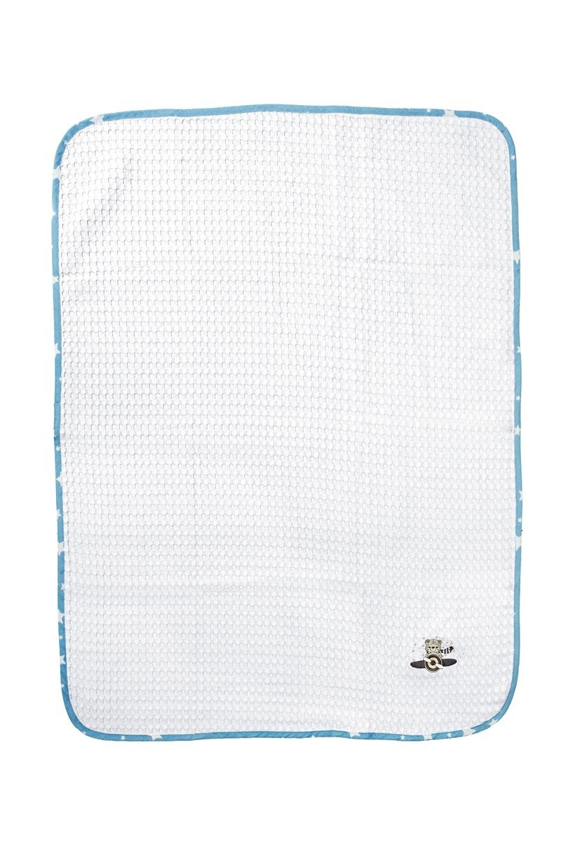 Κουβέρτα Πικέ Με Κέντημα bebe Aviator 184 80X110 White-Sky Blue 100% Cotton