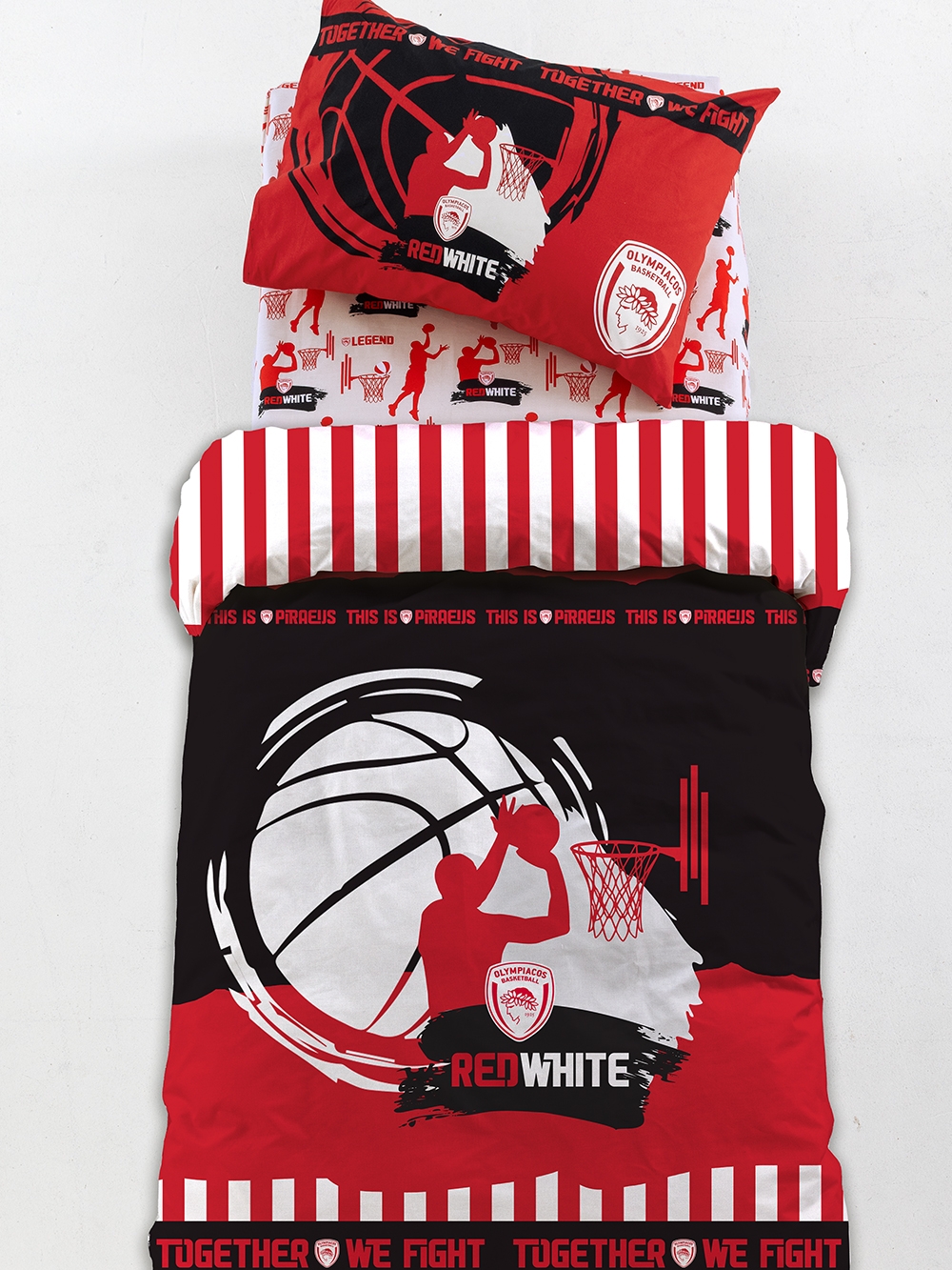 Ζεύγος Μαξιλαροθήκες Olympiacos B.C. 100% Βαμβάκι 52x72 cm