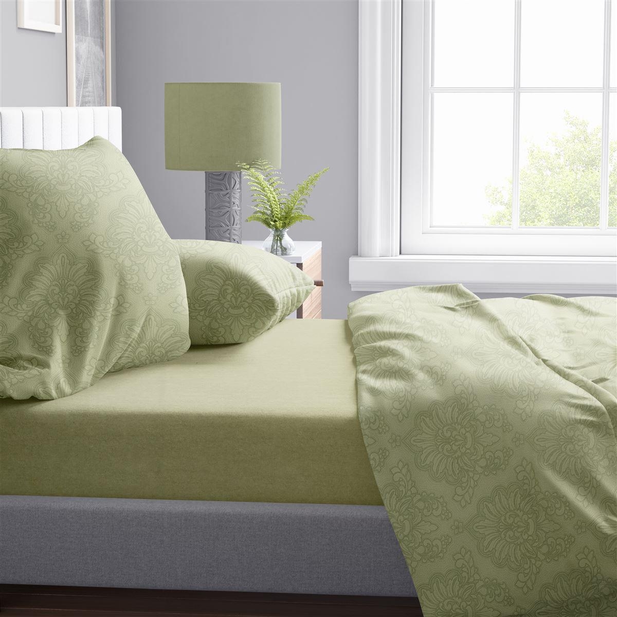 Σεντόνια Εμπριμέ Σετ 4 τεμ Άρτεμις 704 240X270 Light Olive 100% Cotton