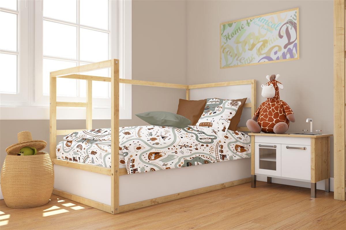 Πάπλωμα Εμπριμέ bebe Countryside 580 120X160 White-Mint 100% Cotton
