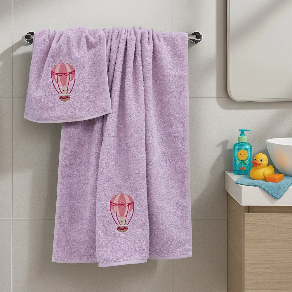 LINO Σετ Πετσέτες Παιδικές 2 τμχ (50x90,70x140) Paloncino Λιλά