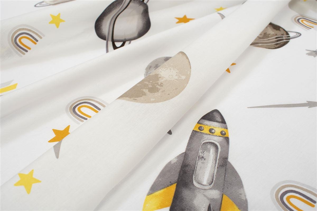 Κατωσέντονο Με Λάστιχο bebe Space Mission 183 0,70X1,40X0,15 White-Grey 100% Cotton