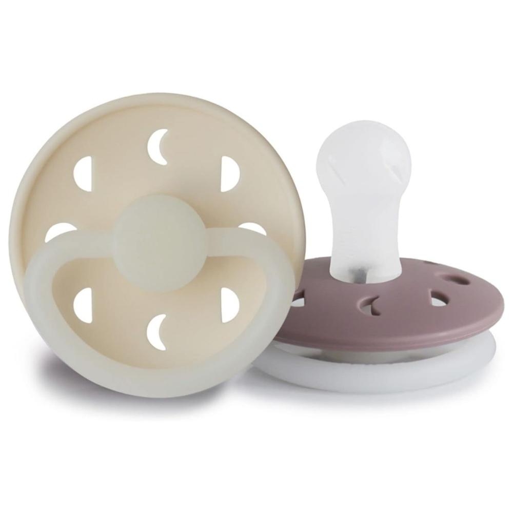 Σετ 2 Πιπίλες Σιλικόνης Νυκτός FRIGG Moon Phase Cream/Twilight Mauve 0-6 Μηνών