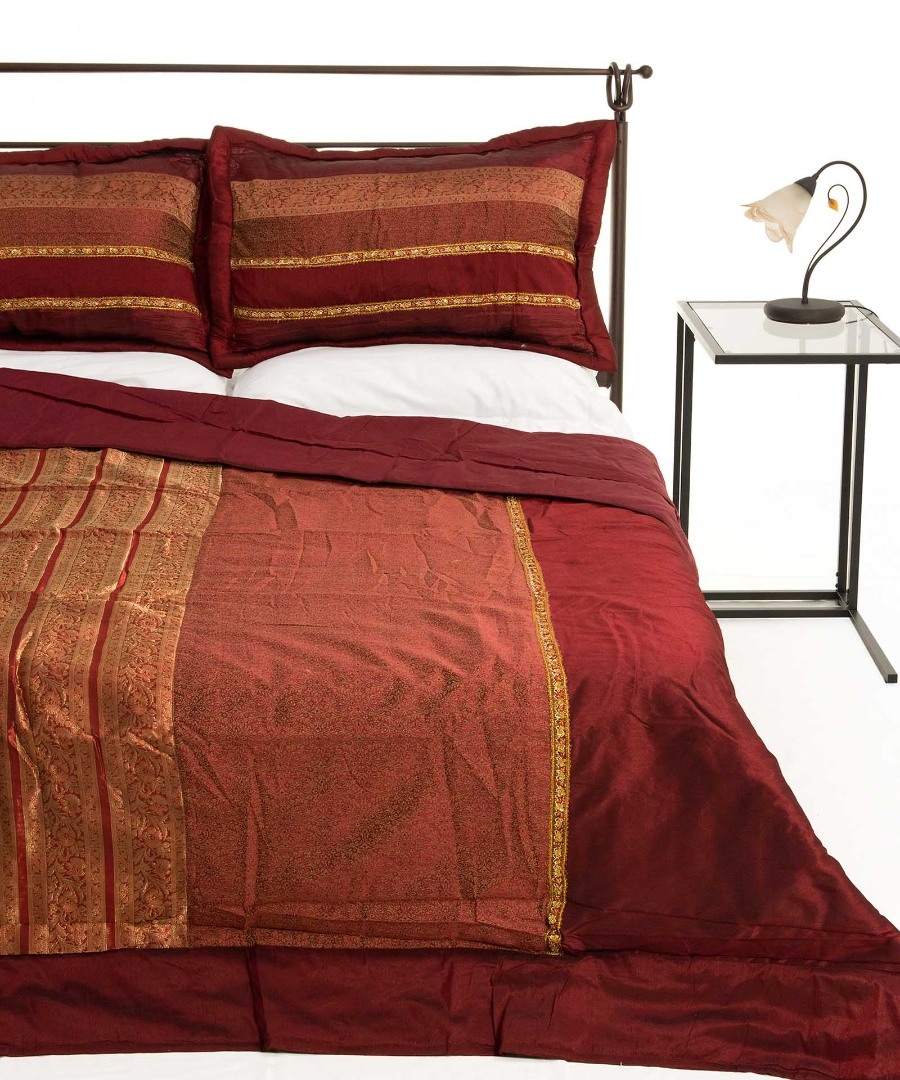 ΚΟΥΒΕΡΛΙ σετ (220cm x 240cm + 2 x 50cm x 70cm) TAJ MAHAL μπορντώ