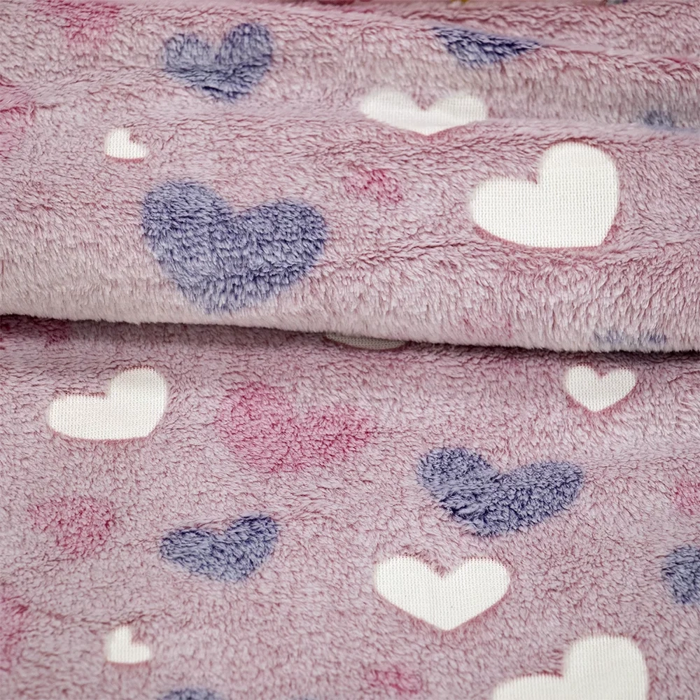 LINO ΚΟΥΒΕΡΤΑ FLEECE ΦΩΣΦΟΡΙΖΕ HERZ PINK 110X150