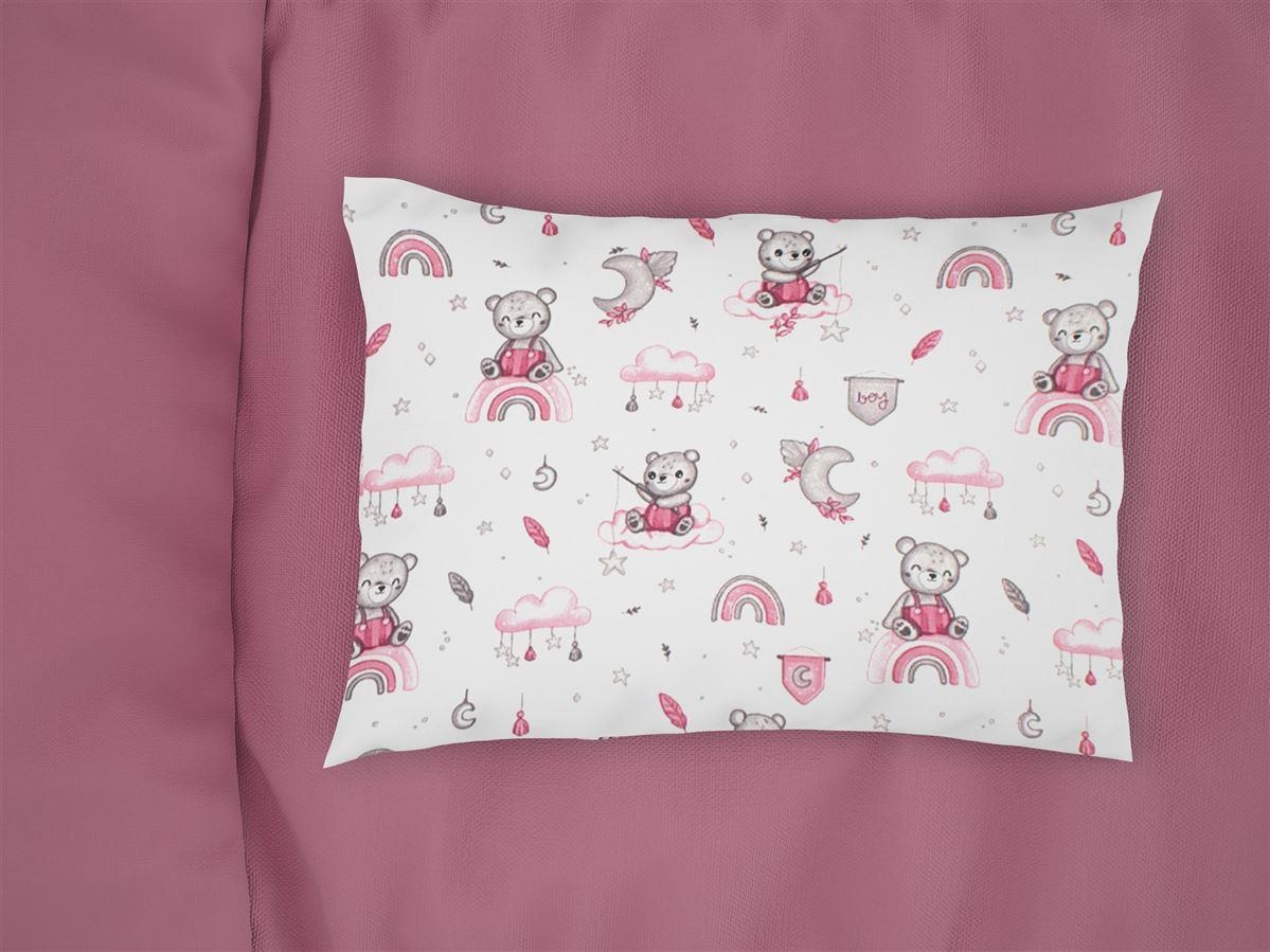 Μαξιλαροθήκη Εμπριμέ bebe Cloudy Bear 582 35X45 White-Pink 100% Cotton