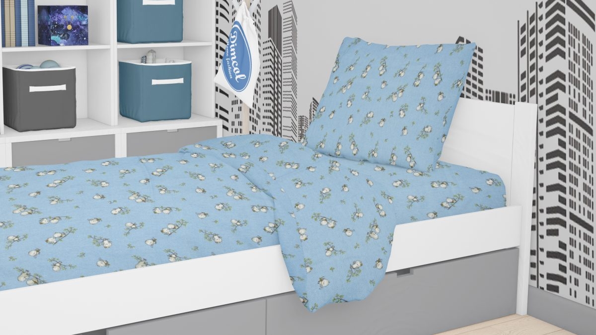 ΠΑΠΛΩΜΑΤΟΘΗΚΗ ΕΜΠΡΙΜΕ kids Birds 14 160X240 Sky blue Flannel cotton 100%