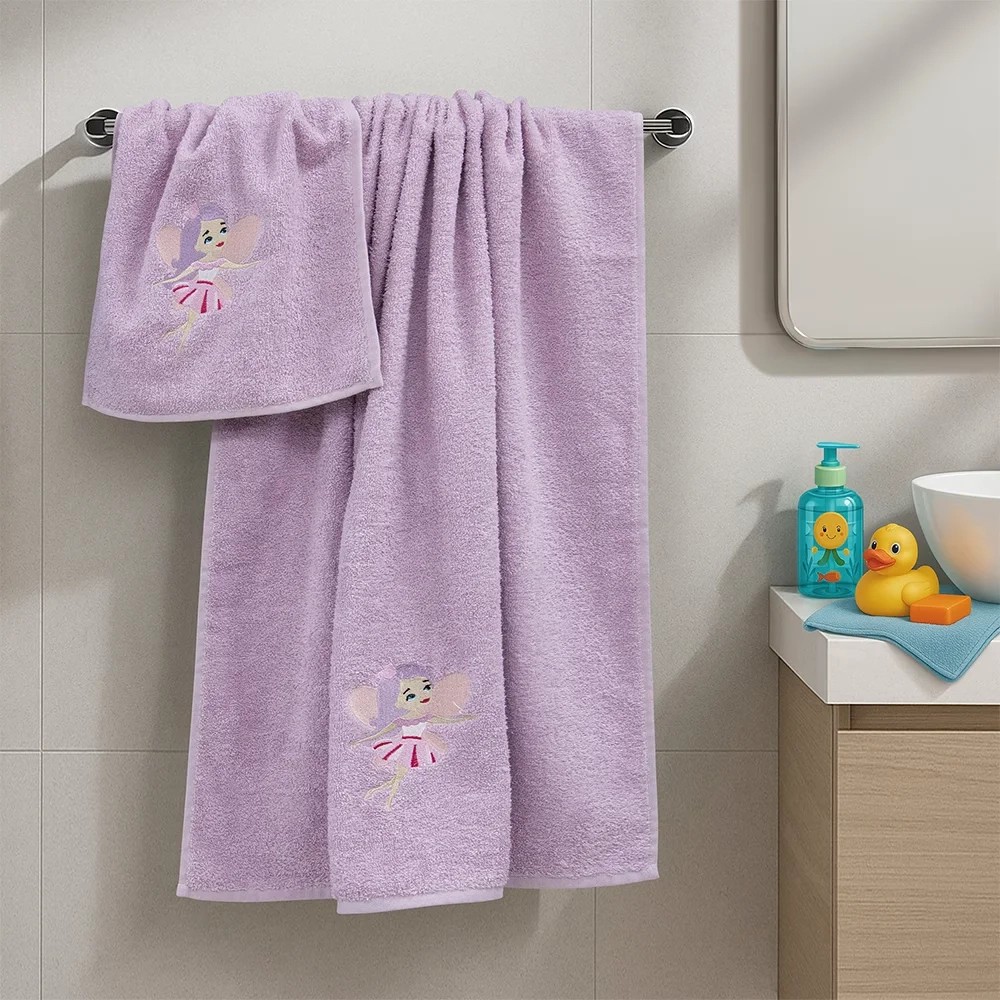 LINO Σετ Πετσέτες Παιδικές 2 τμχ (50x90,70x140) Hada Λιλά