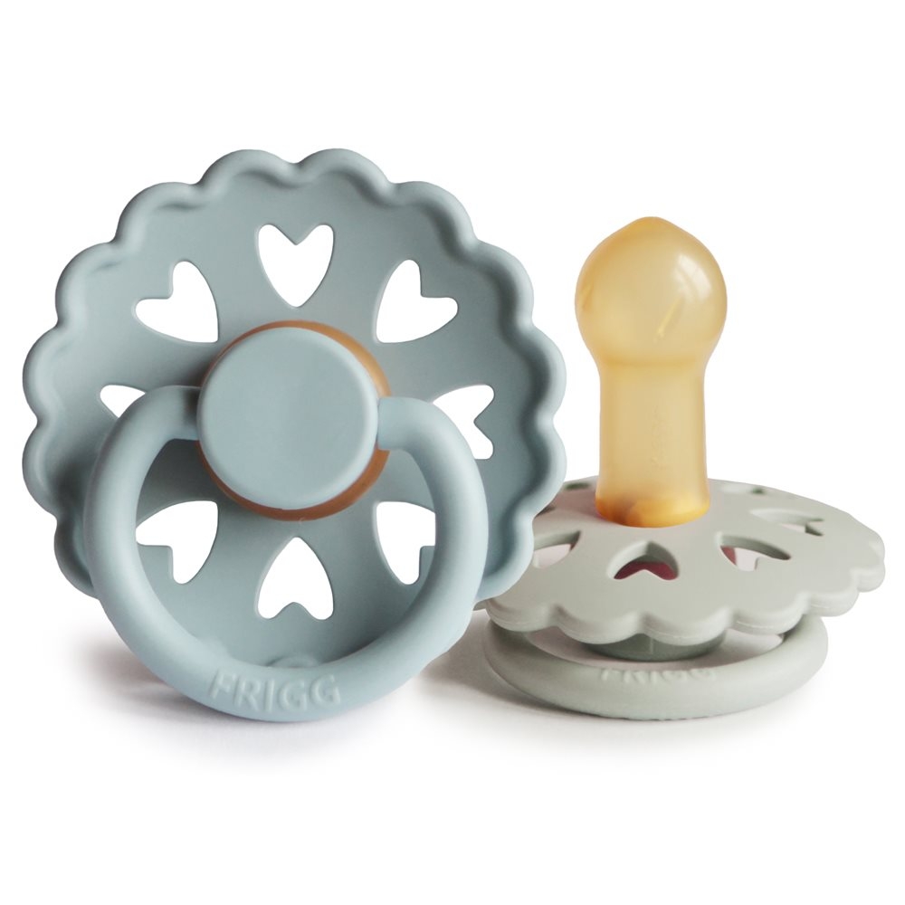 Σετ 2 Πιπίλες Latex FRIGG Fairytale Stone Blue/Willow Gray 6-18 Μηνών