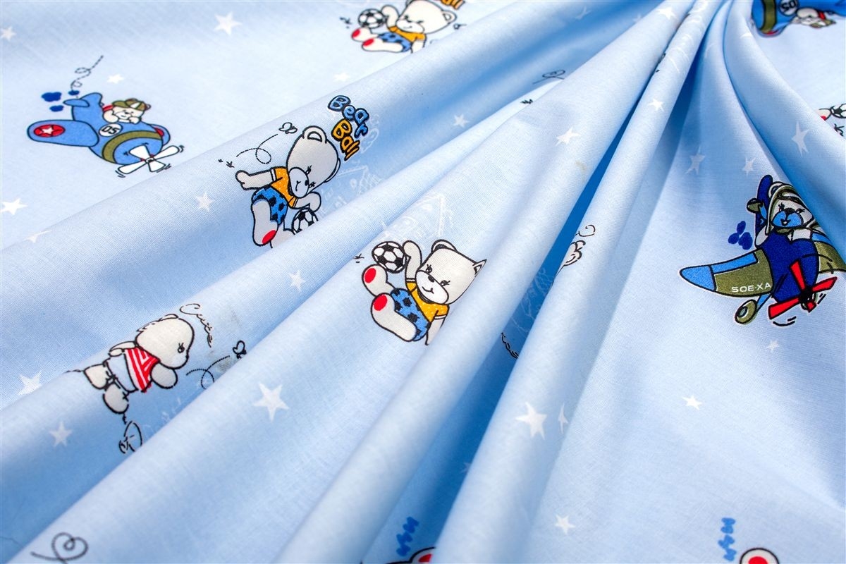 Κατωσέντονο Με Λάστιχο bebe Bear's Playtime 591 0,70X1,40X0,15 Sky Blue 100% Cotton