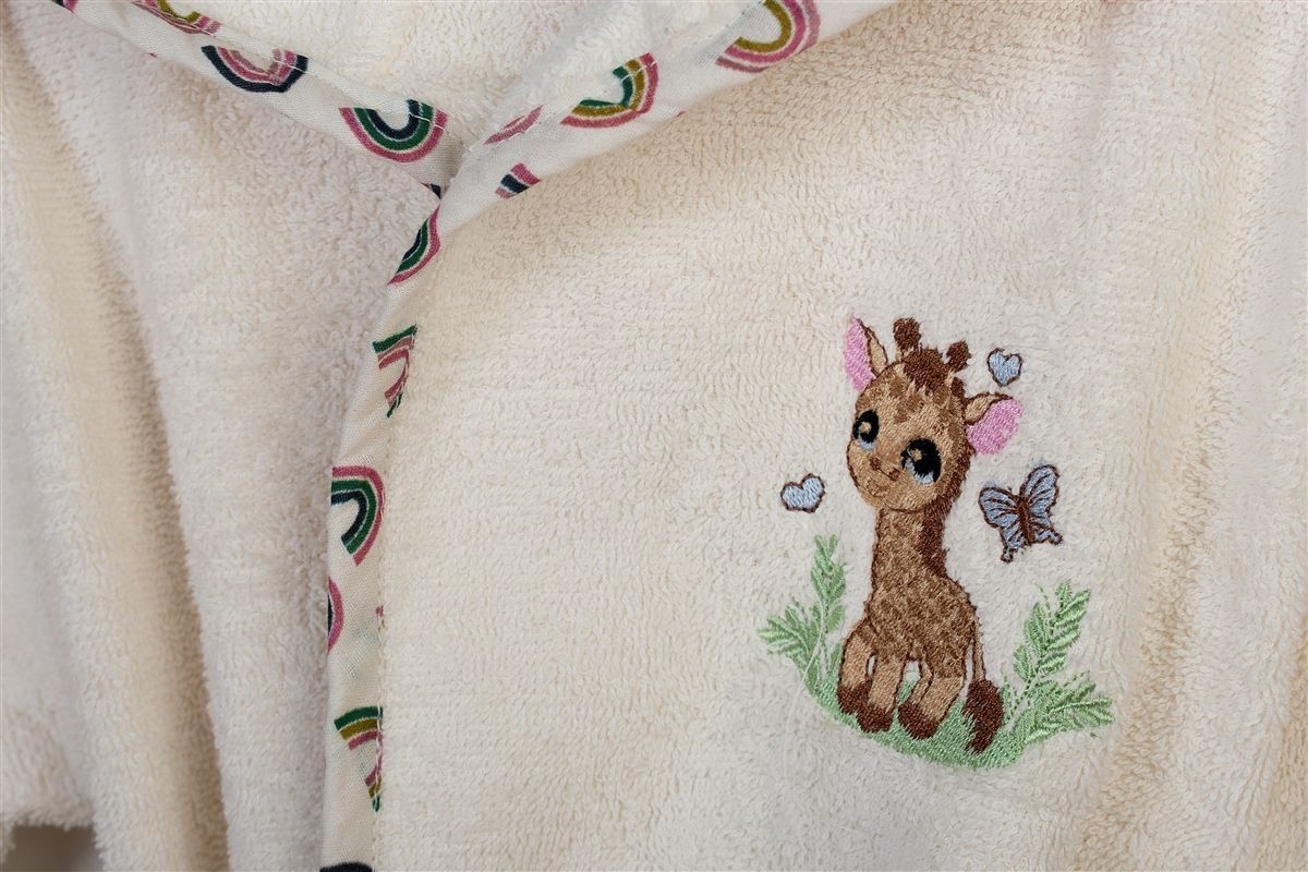Μπουρνούζι Με Κέντημα kids Giraffe 173 Size: 04 Ecru-Multi 100% Cotton