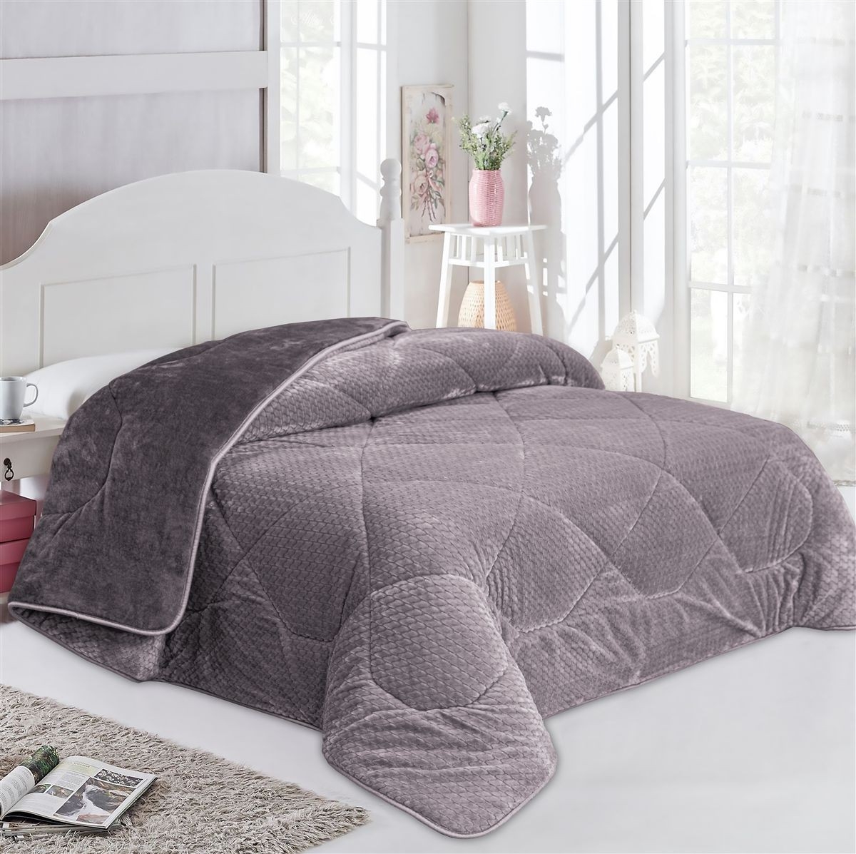 Κουβερτοπάπλωμα Jacquard Waves-Fleece 700 gr/m² 1960 Grey 160x220 100% Polyester