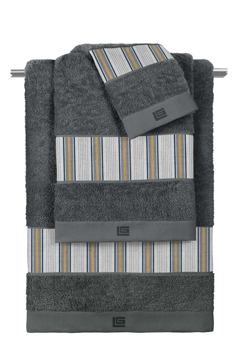 Σετ 3τμχ Πετσέτες Pinstripe Grey-Anthracite