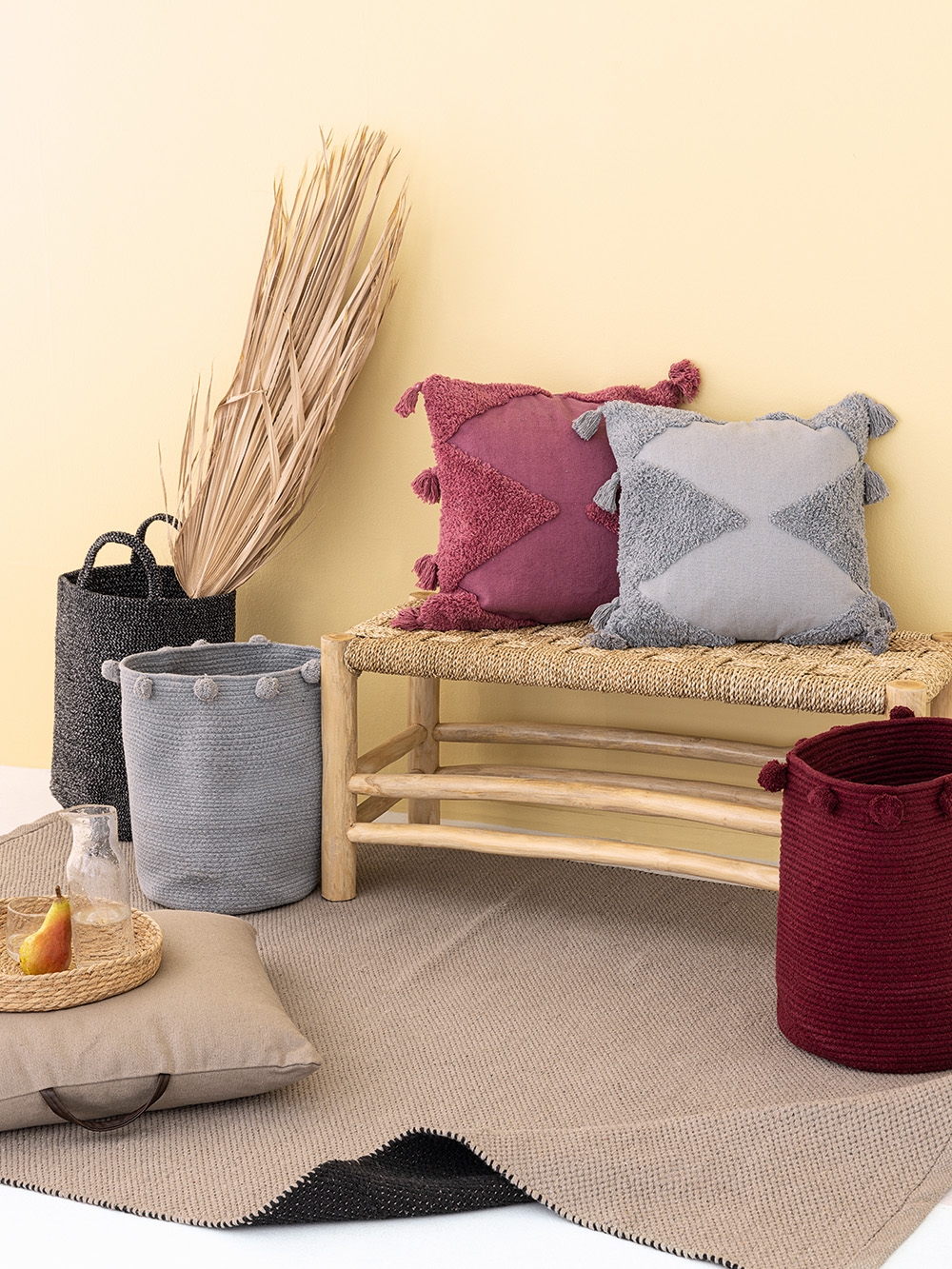 Διακοσμητικό Καλάθι με Χερούλια Fountain Bordeaux 30x40 cm – 100% Cotton