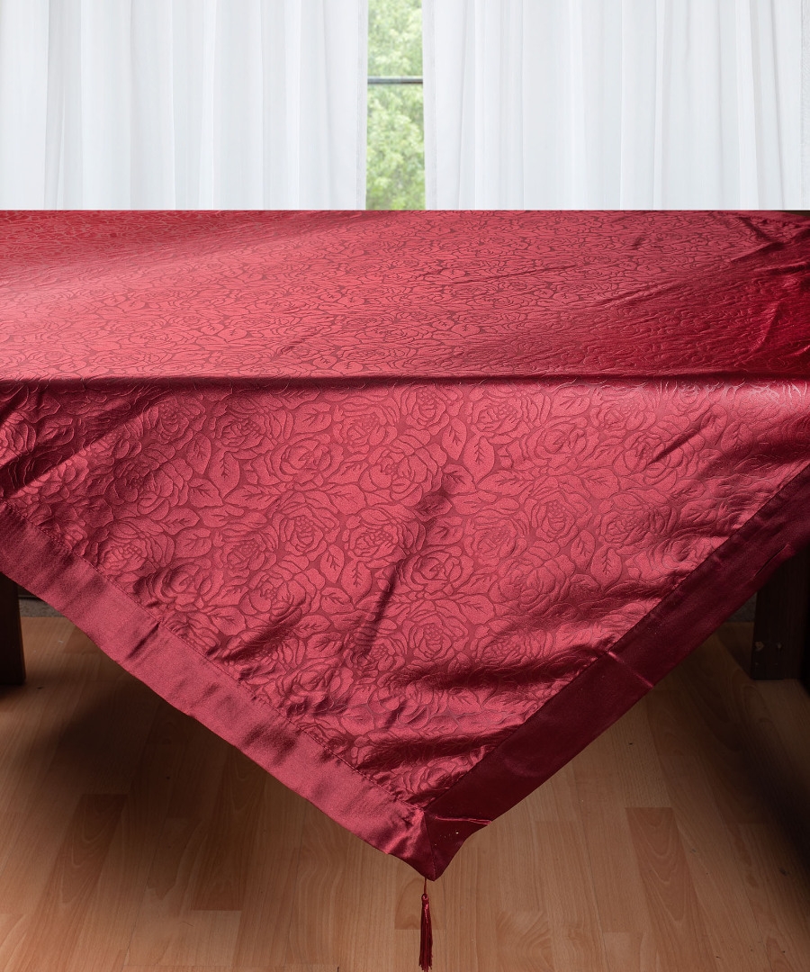 Σατέν τραπεζομάντηλο 2009 λουλούδι (160cm x 260cm) μπορντώ