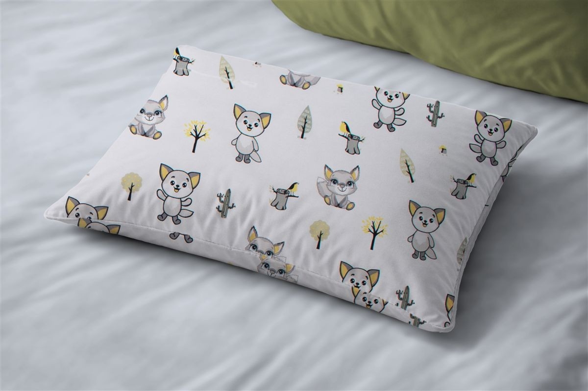Μαξιλαροθήκη Εμπριμέ bebe Baby Foxes 595 35X45 White-Grey 100% Cotton