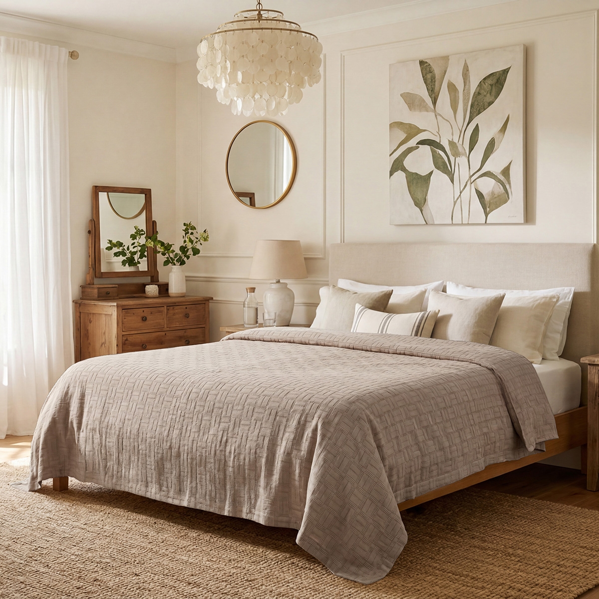 Κουβέρτα Ζακάρ Υπέρδιπλη Matlasse Romvia 230x270 cm Beige