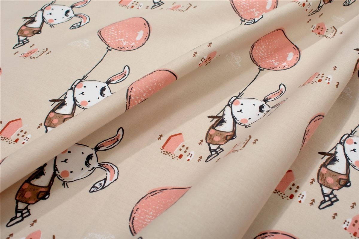 Κατωσέντονο Με Λάστιχο bebe Floating Bunny 714 0,70X1,40X0,15 Beige-Salmon 100% Cotton
