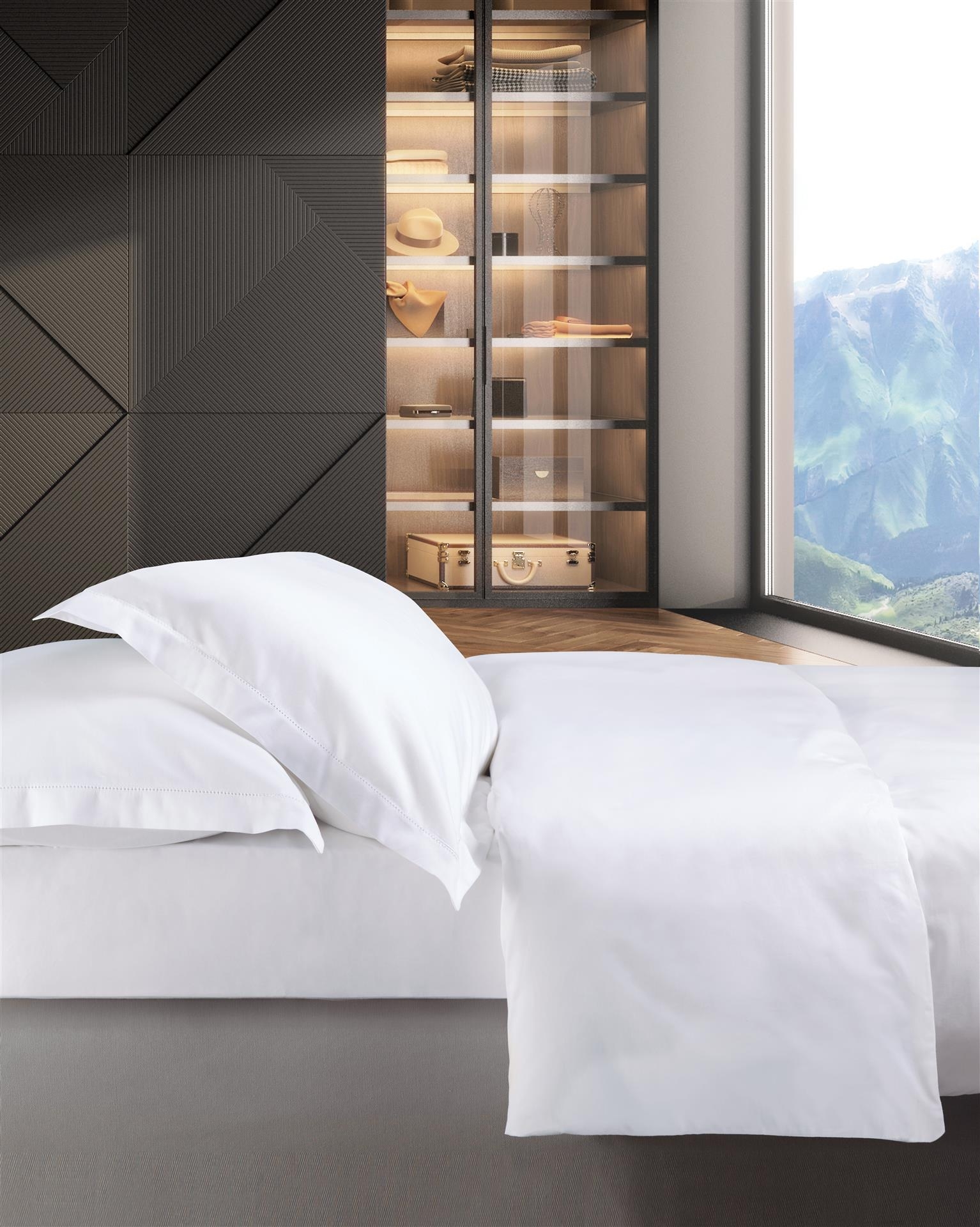 GENOVA WHITE3 ΣΕΤ ΘΗΚΗ Υ/Δ 220Χ240  2*50X70CM 220TC100% COTTON SATIN