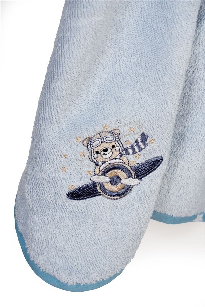 Κάπα Με Κέντημα bebe Aviator 183 75X85 Sky Blue 100% Cotton