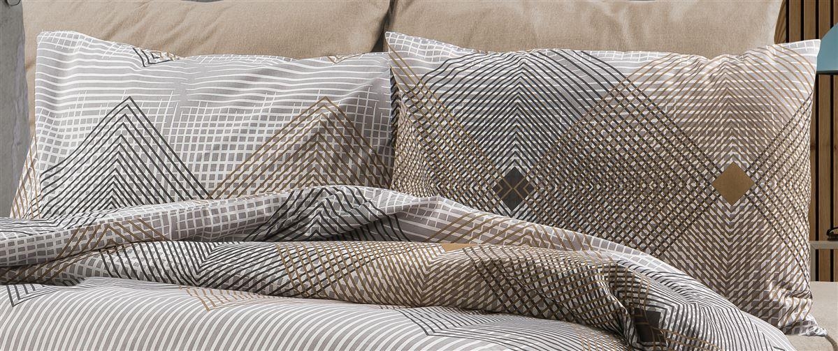 Μαξιλαροθήκη Εμπριμέ Καλλιρόη 603 50X70 Grey-Mocha 70/30 Cott/Pol