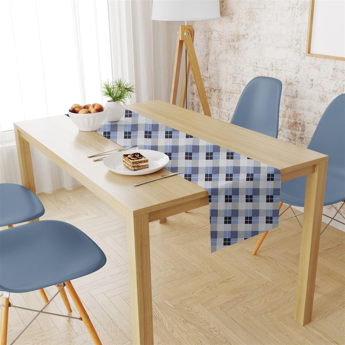 Τραβέρσα Αλέκιαστη Checkered 468 40X180 Blue 70/30 Cott/Pol
