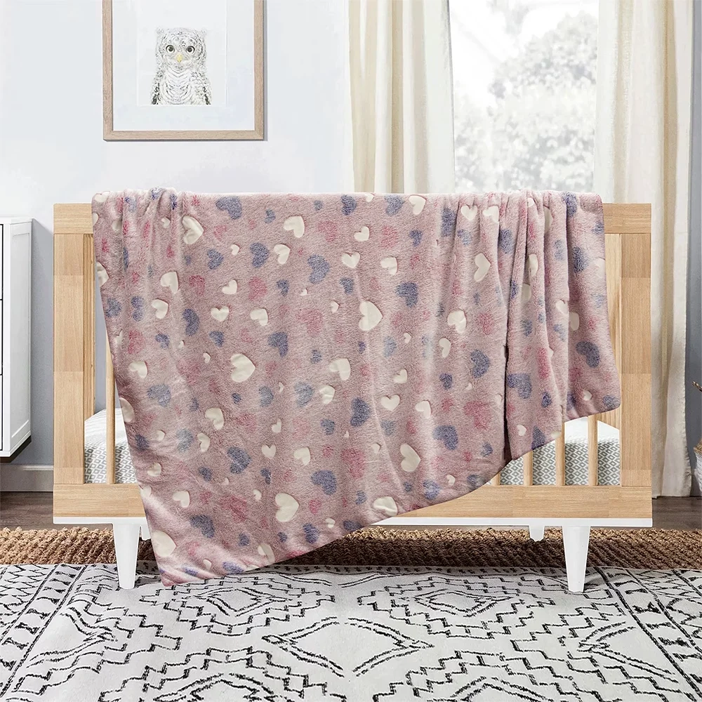 LINO ΚΟΥΒΕΡΤΑ FLEECE ΦΩΣΦΟΡΙΖΕ HERZ PINK 110X150