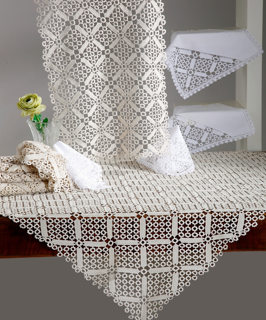 Χειροποίητο πλεκτό μερσεριζέ σετ 7 τεμαχίων NG33 (140cm x 140cm/90cm x 90cm/50cm x 150cm/60cm x 60cm x 2/40cm x 40cm x 2) εκρού