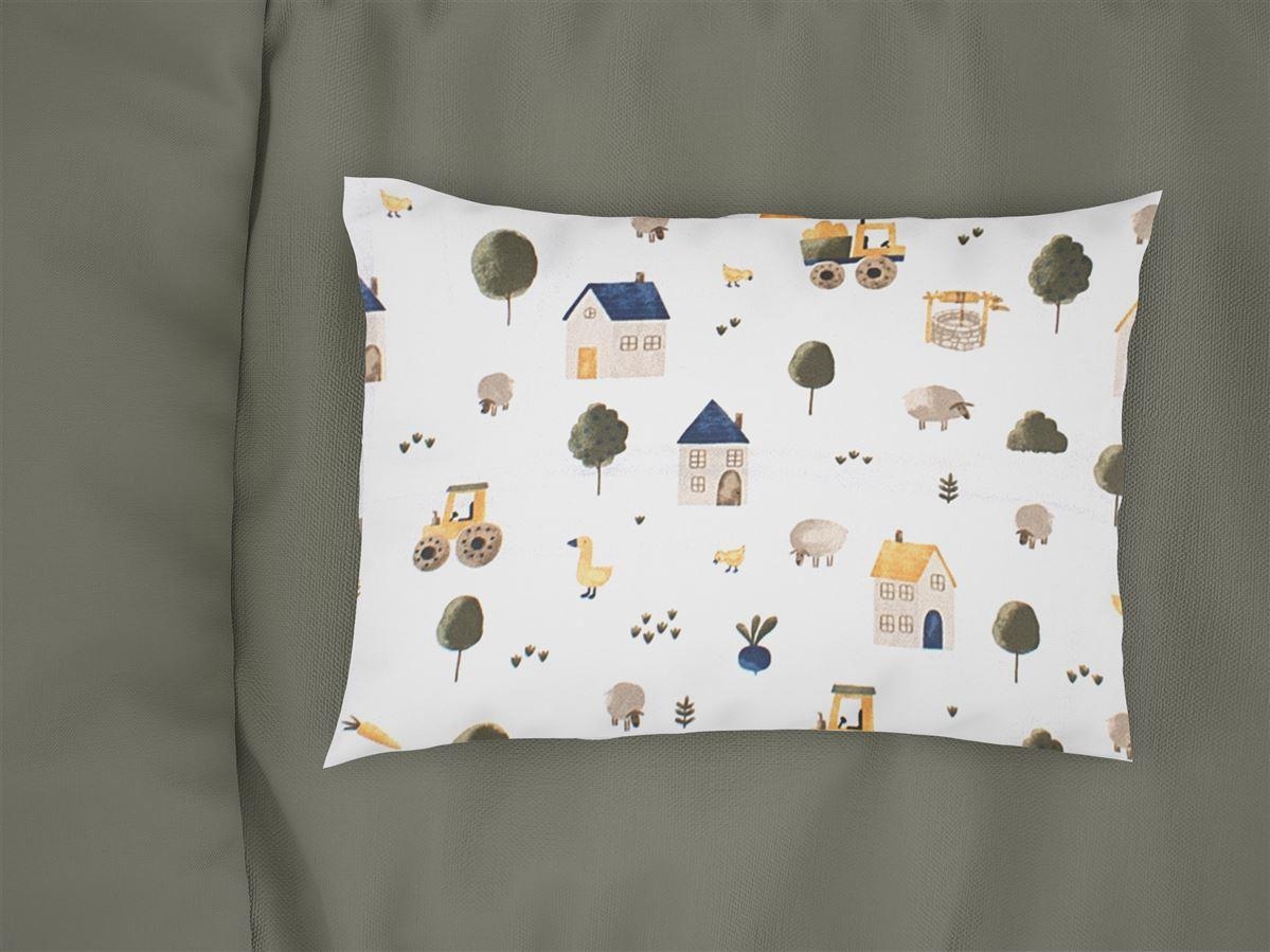 Μαξιλαροθήκη Εμπριμέ kids Village 579 50X70 White-Green 100% Cotton