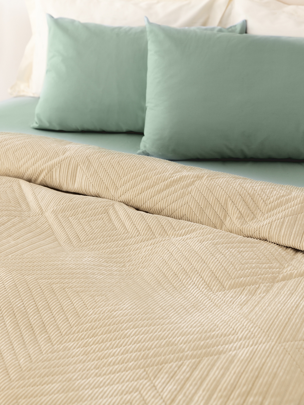 Κουβερλί Υπέρδιπλο 220x240 cm Βελούδο Polyester DIZZA Vanilla