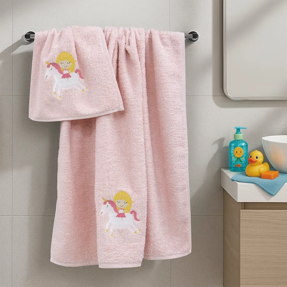 LINO Σετ Πετσέτες Παιδικές 2 τμχ (50x90,70x140) Corno Ροζ