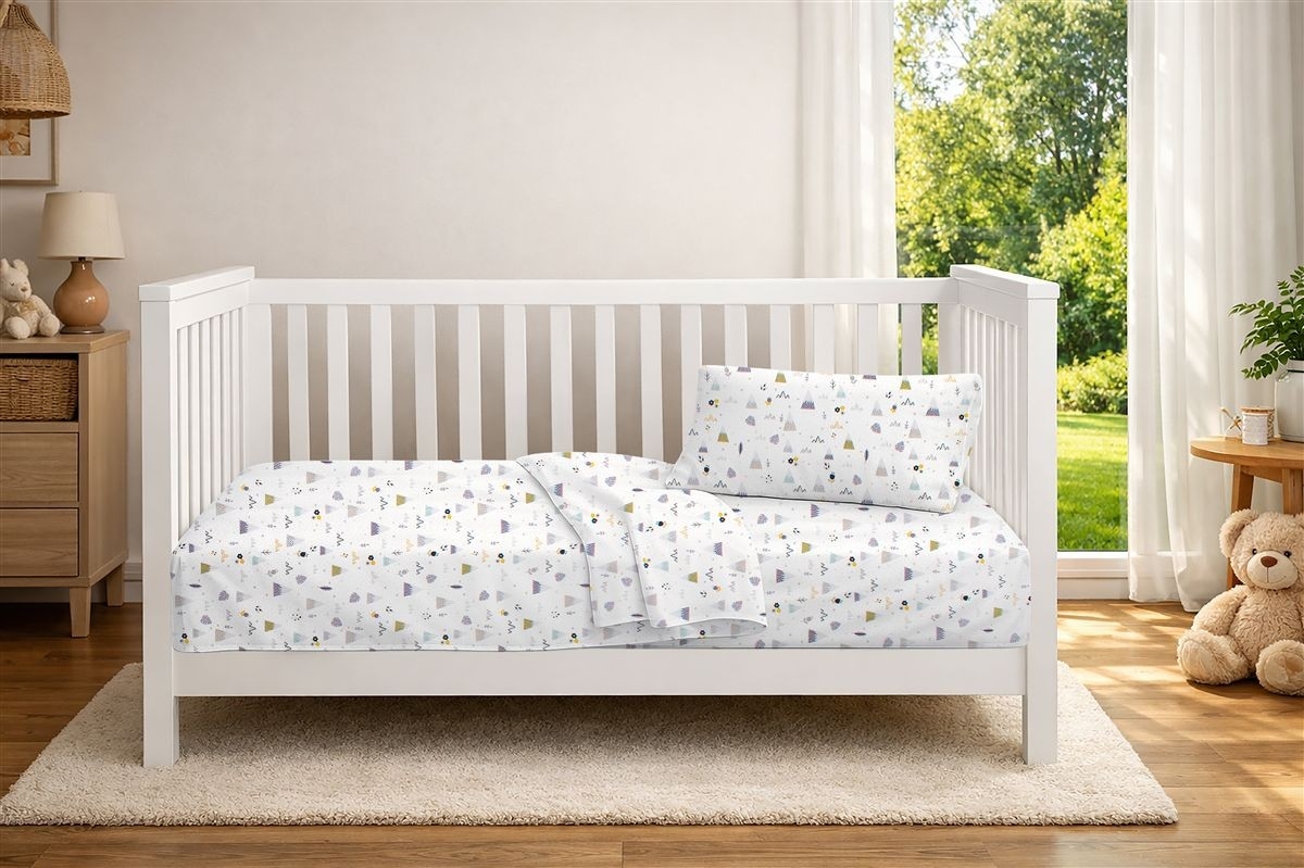 Πάπλωμα Εμπριμέ bebe Whimsical Mountainside 588 120X160 White-Grey 100% Cotton