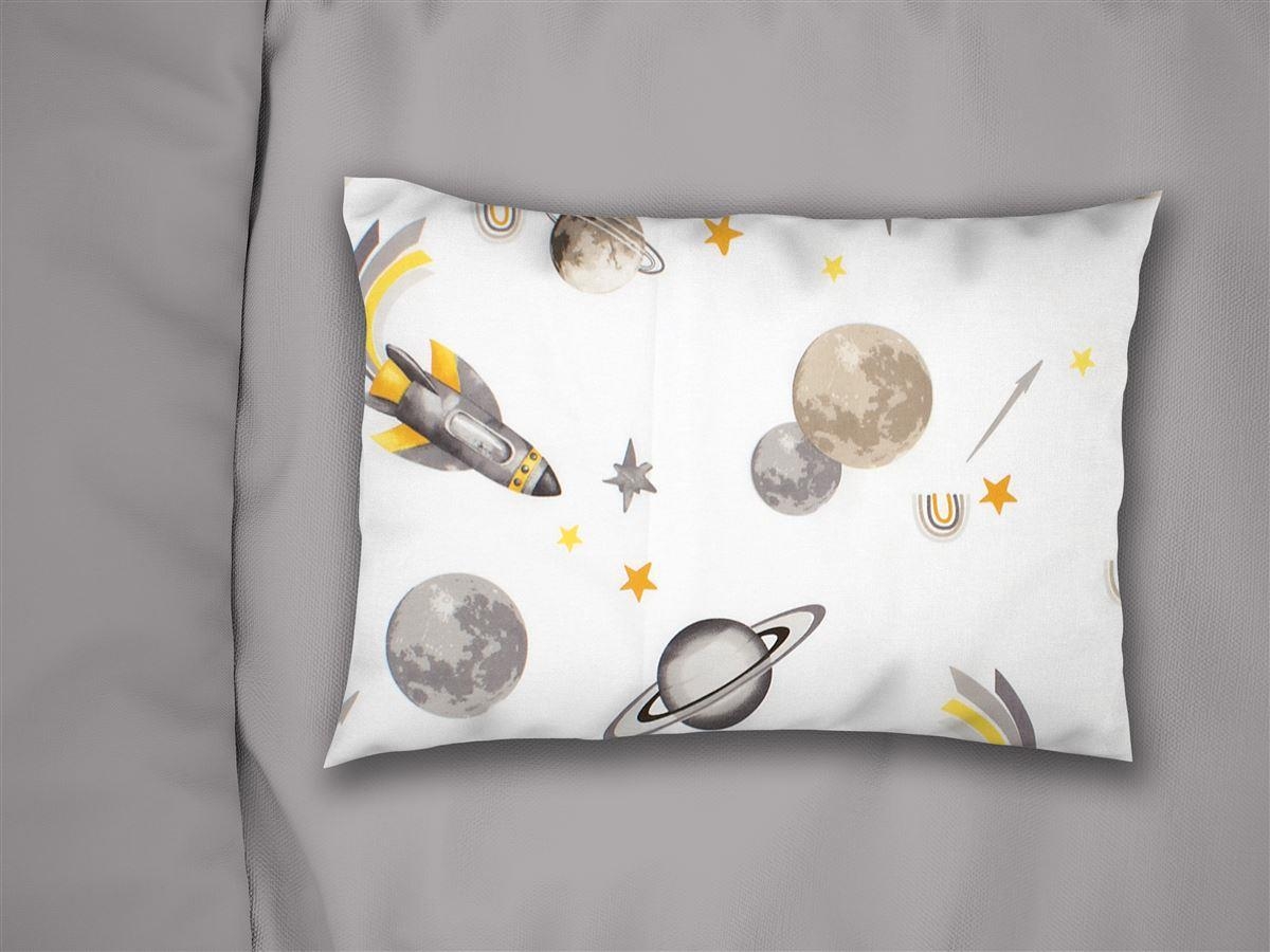 Μαξιλαροθήκη Εμπριμέ bebe Space Mission 183 35X45 White-Grey 100% Cotton