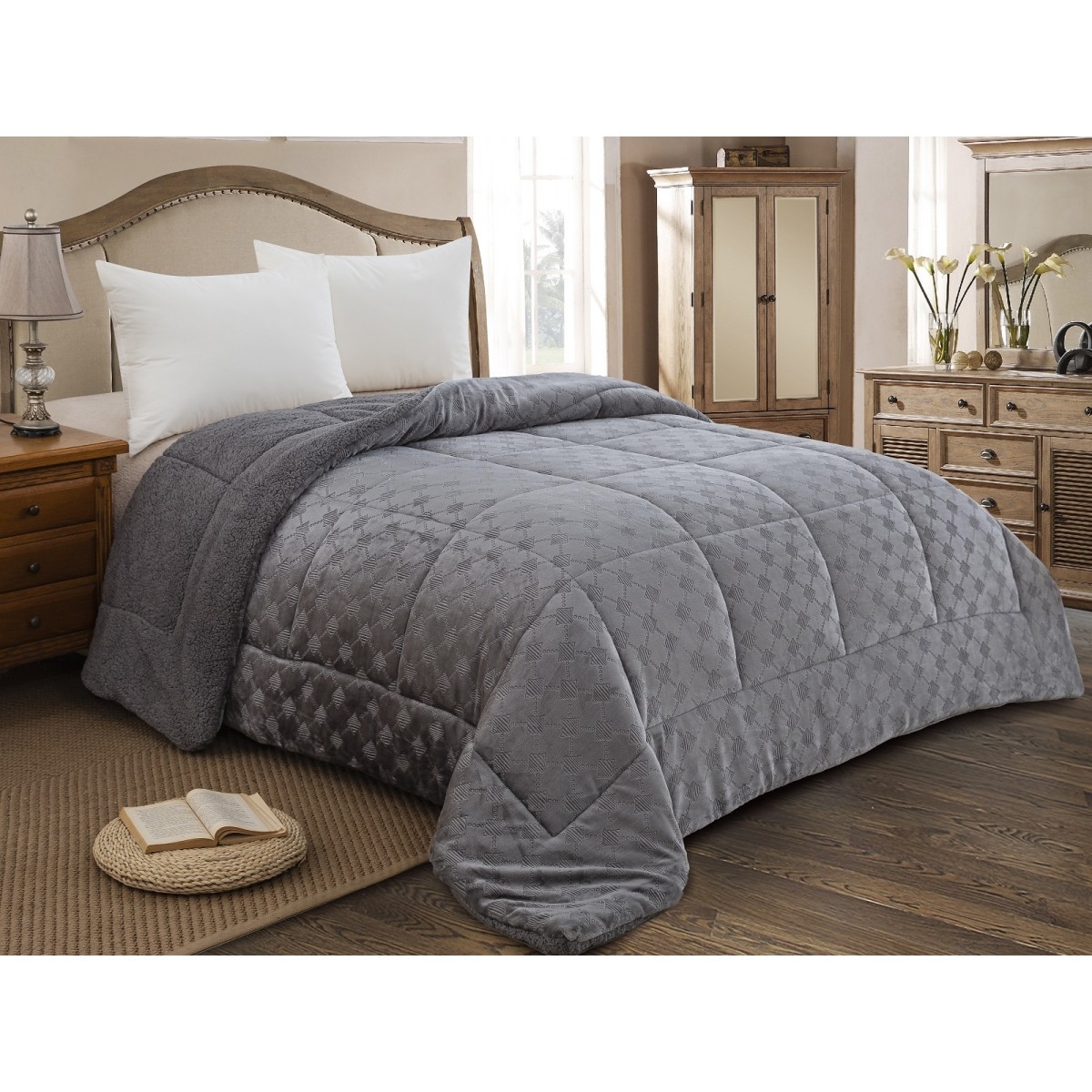 ΚΟΥΒΕΡΤΟΠΑΠΛΩΜΑ ΥΠΕΡΔΙΠΛΟ 220X240  ADAM HOME (825) GREY