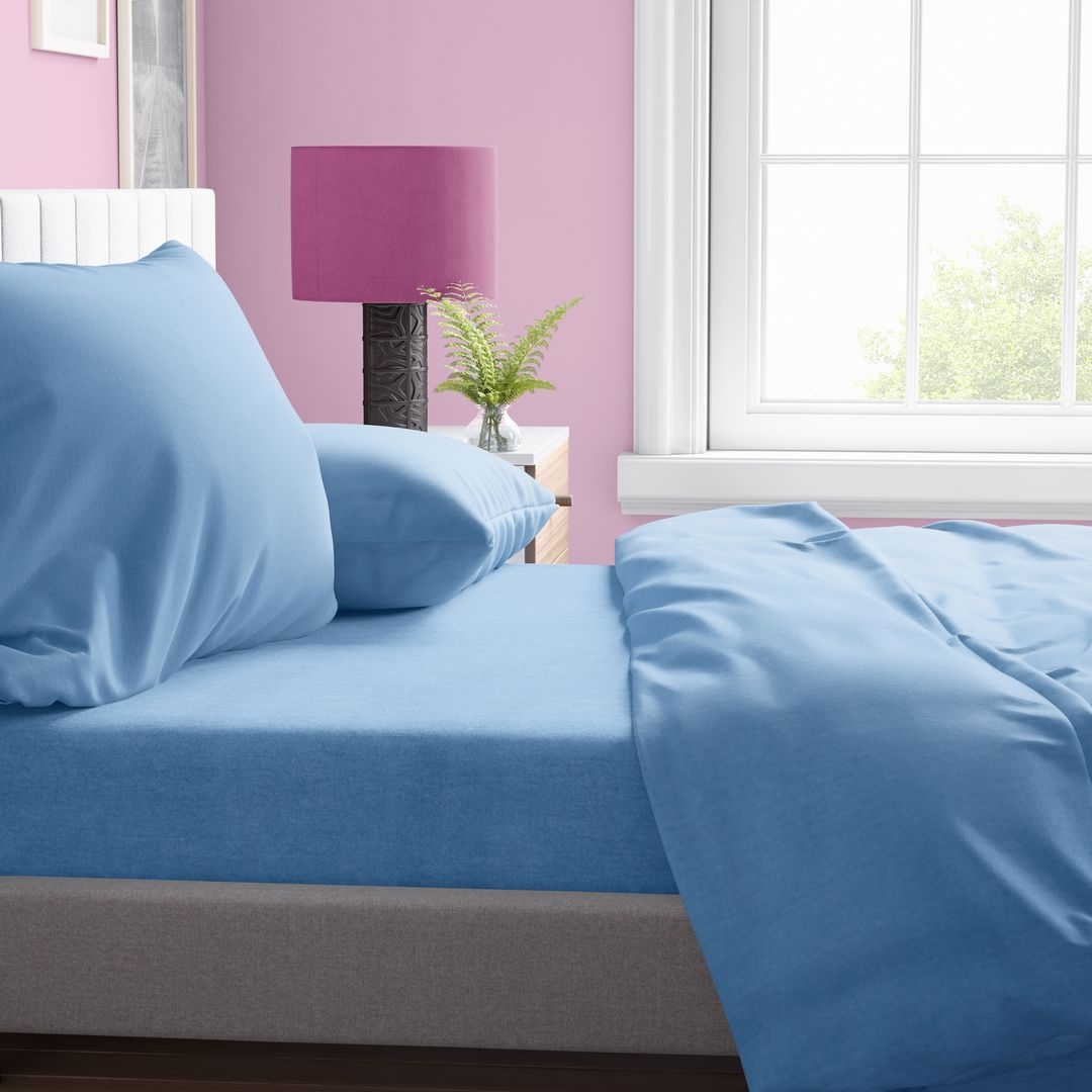 ΣΕΝΤΟΝΙΑ ΣΕΤ 4 τεμ Solid 498 220X240 Sky blue Cotton 100%
