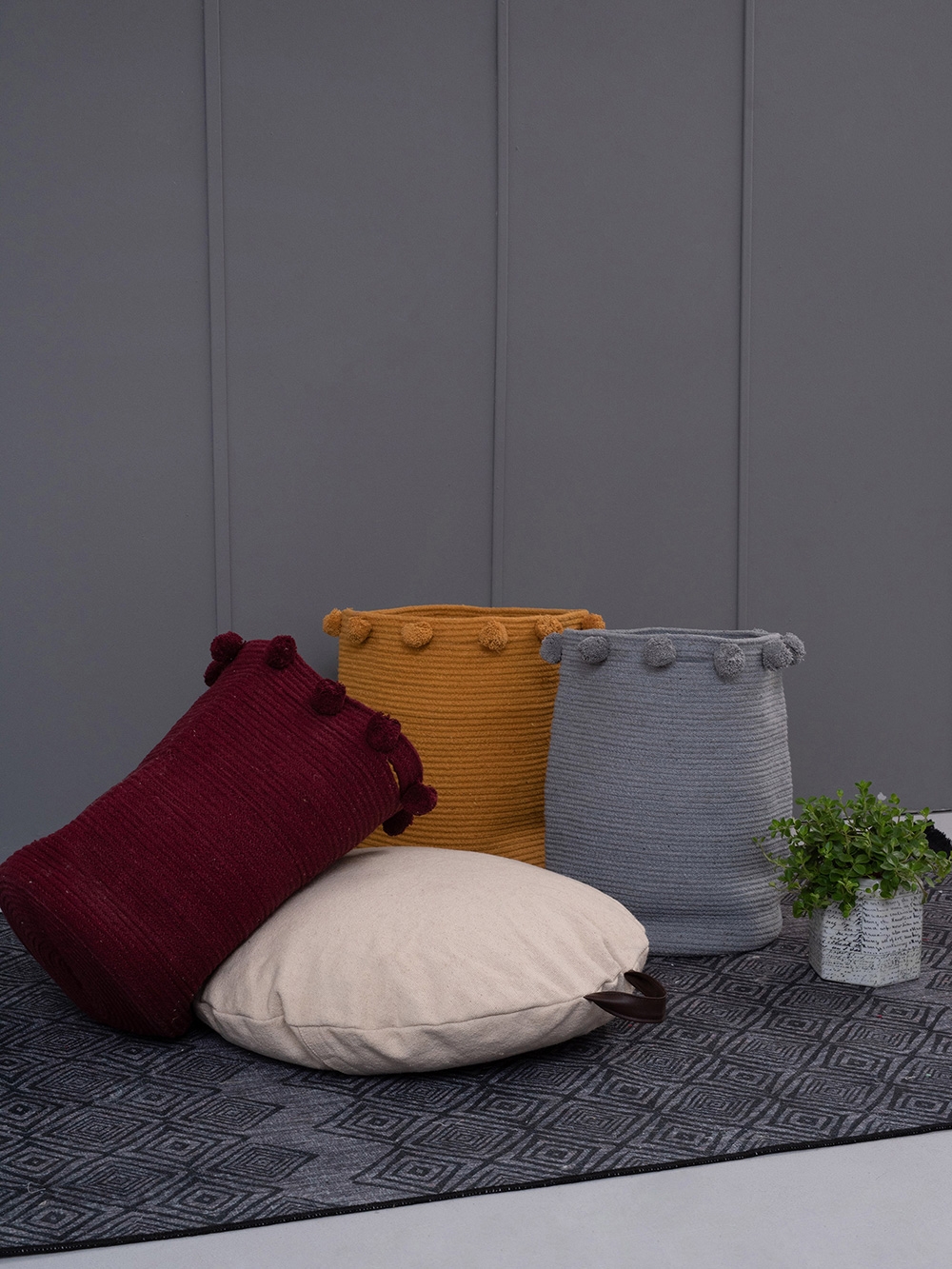 Διακοσμητικό Καλάθι με Χερούλια Fountain Bordeaux 30x40 cm – 100% Cotton