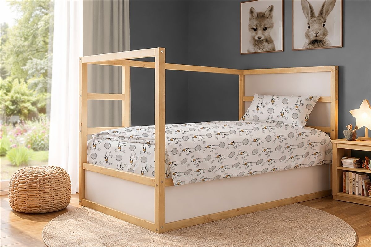 Σεντόνια Εμπριμέ Σετ 2 τεμ kids Floating Bunny 715 160X240 Grey 100% Cotton
